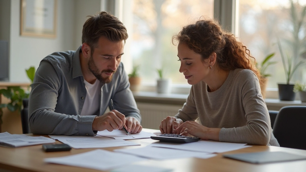 Gezin bespreekt budget op papier met grafieken en uitgaventracking tools