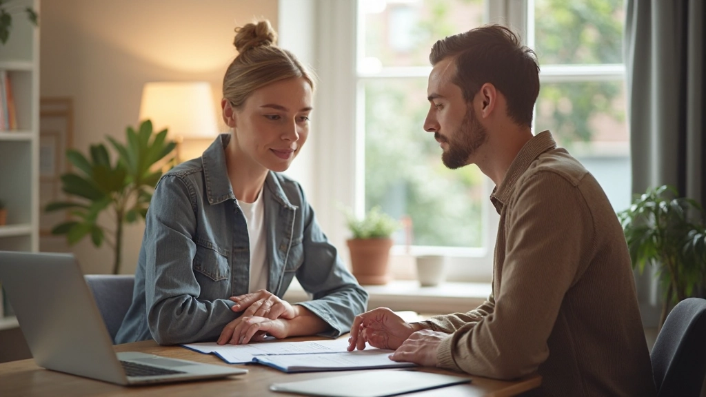 Familie die samen hun financiën organiseert met laptop en planner