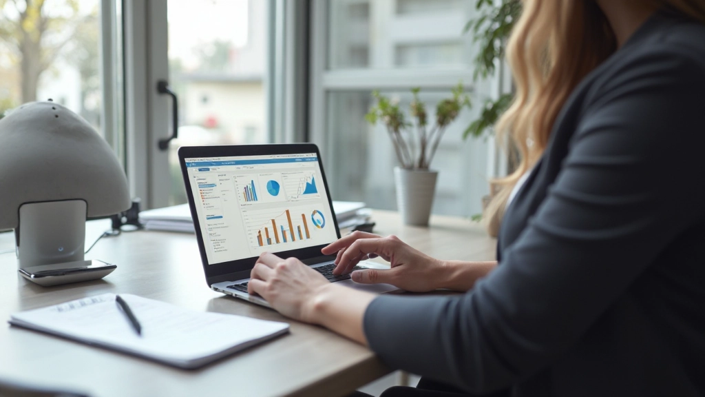 Professionele werkplek met financiële documenten en calculator op een bureau