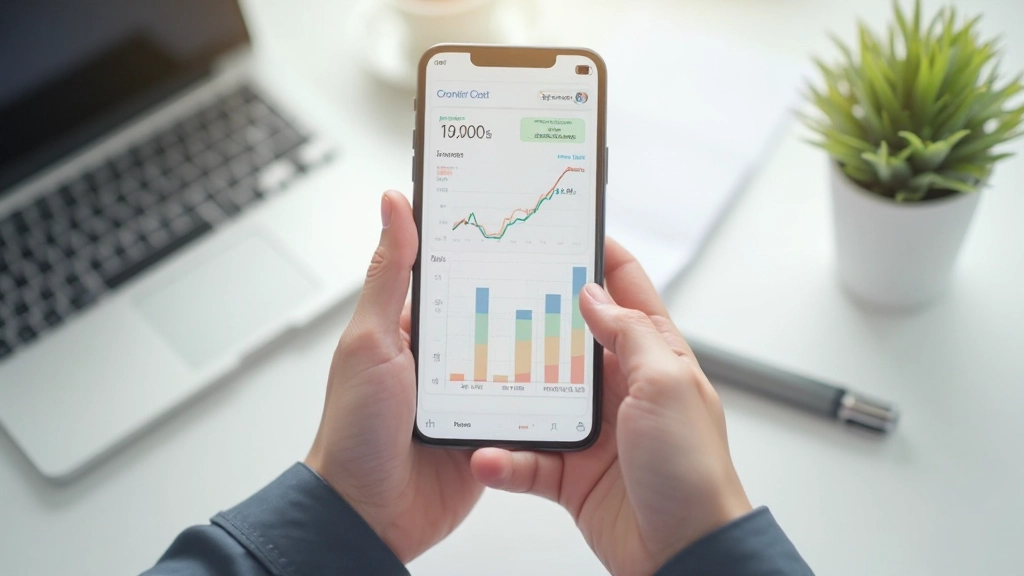 Bankrekening en beleggingsapp zichtbaar op smartphone met grafische weergave van financiële groei